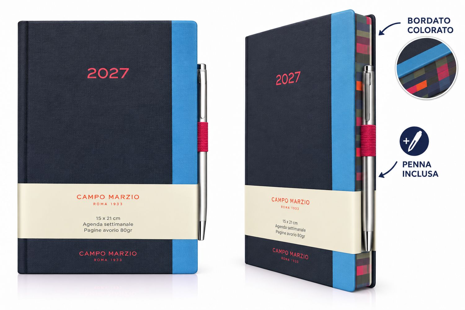 Campo Marzio Agenda 2027 Giornaliera - Formato 15 x 21 - Nero