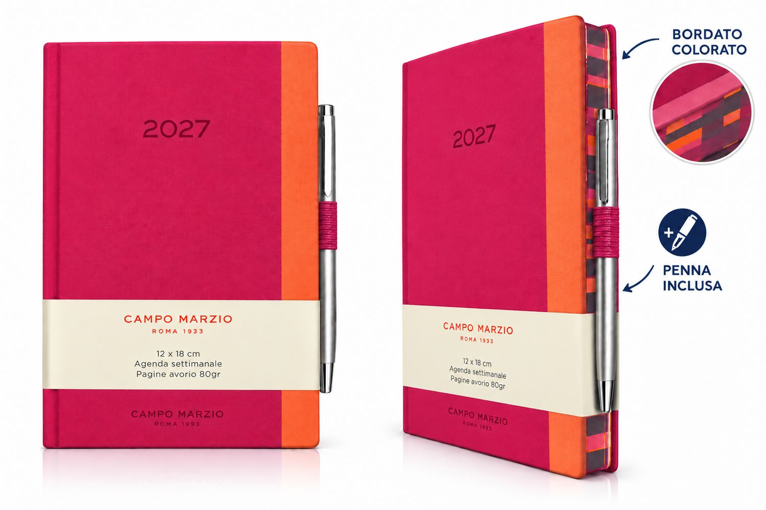 Campo Marzio Agenda 2027 Settimanale - Formato 12 x 18 - Fucsia