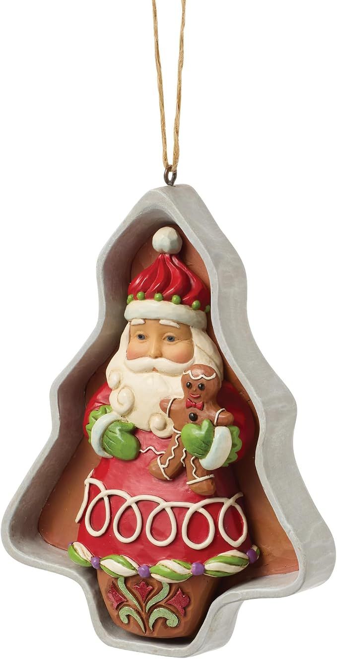 Jim Shore Heartwood Creek - Stampino per biscotti natalizi a forma di pan di zenzero, ornamento da appendere, 11,4 cm, multicolore