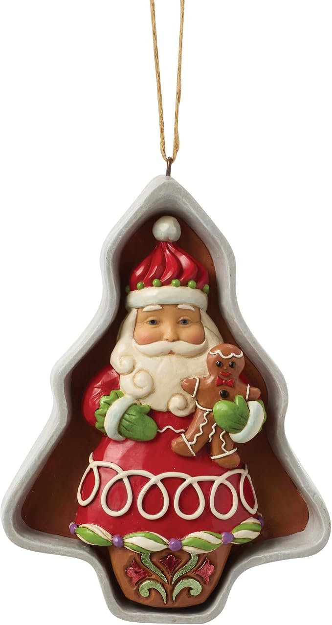 Jim Shore Heartwood Creek - Stampino per biscotti natalizi a forma di pan di zenzero, ornamento da appendere, 11,4 cm, multicolore