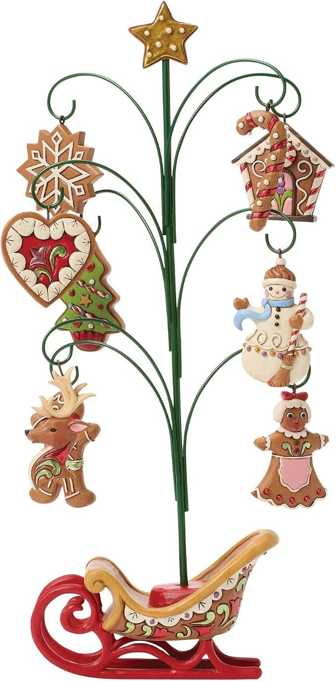 Jim Shore Heartwood Creek - Set di statuette con albero di Natale di pan di zenzero con biscotti e caramelle, 33 cm, multicolore