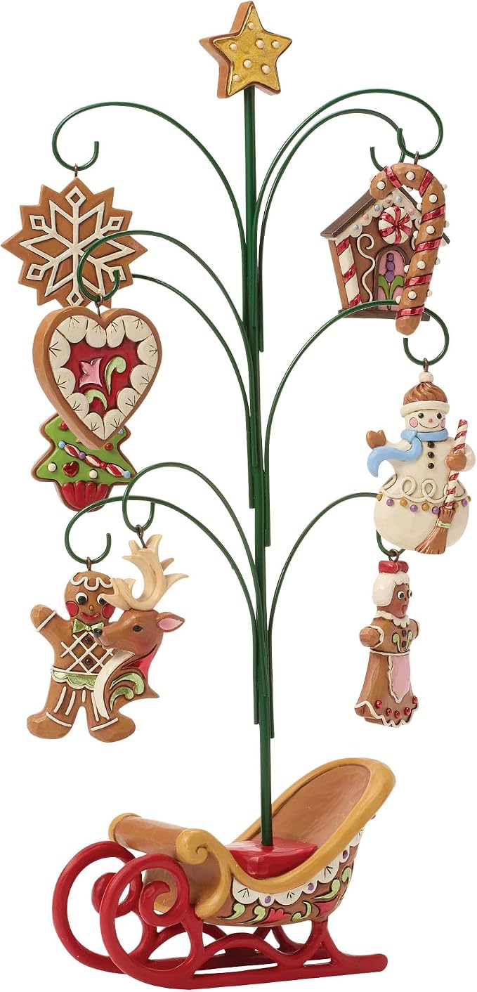 Jim Shore Heartwood Creek - Set di statuette con albero di Natale di pan di zenzero con biscotti e caramelle, 33 cm, multicolore