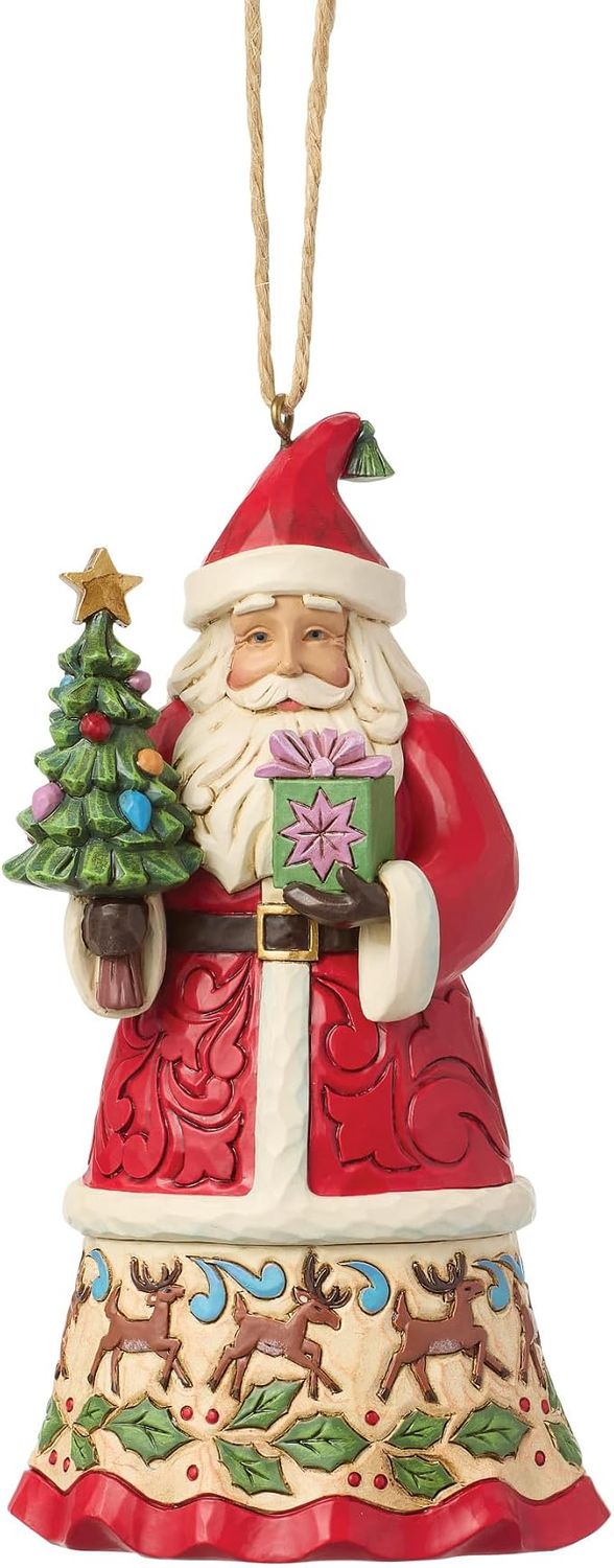 Jim Shore Heartwood Creek Babbo Natale con regali avvolti ornamento da appendere, 11,9 cm