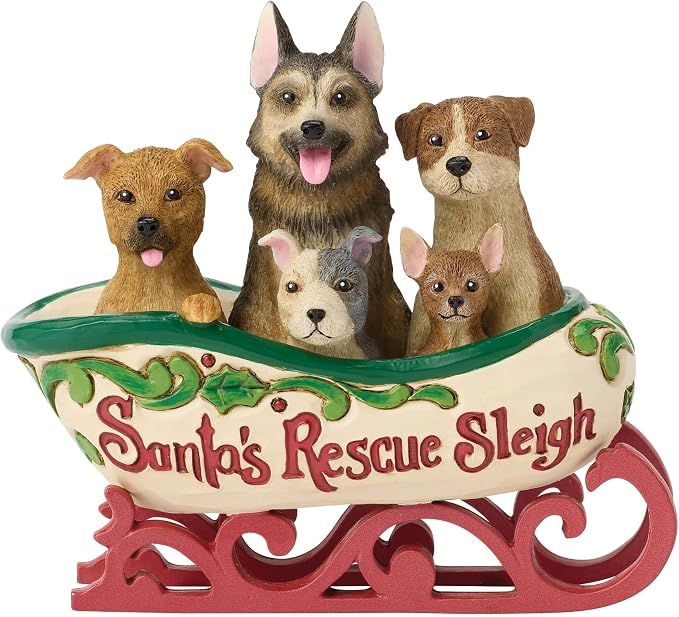 Jim Shore Heartwood Creek Santa's Rescue Sleigh with Puppies Figurina, 8,9 cm,