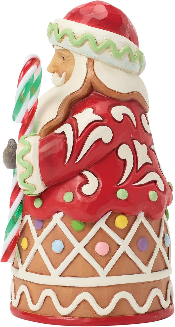 Jim Shore Heartwood Creek - Statuetta natalizia di Babbo Natale con bastoncino di zucchero, 13 cm