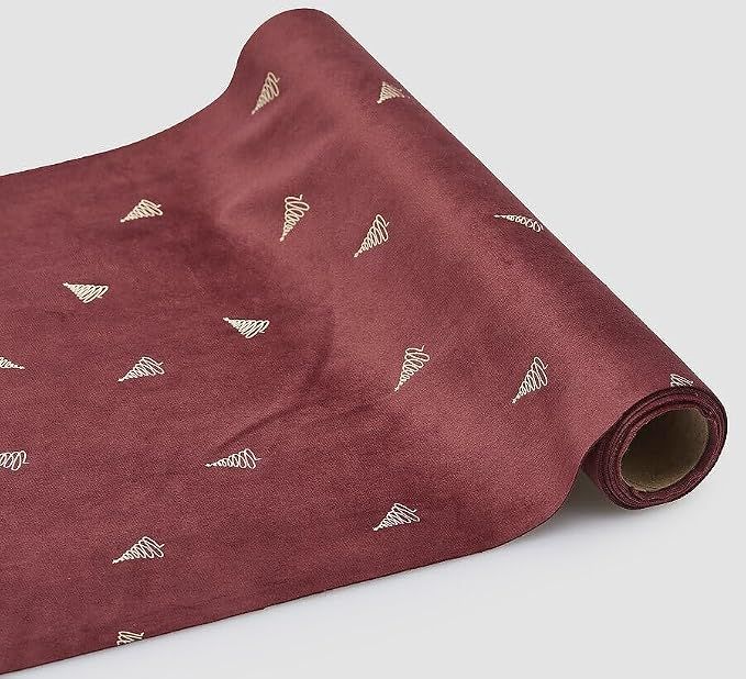 Rotolo Tessuto Stampa Pino Natale H 35 Cm L 200 Cm Burgundy - Enzo de Gasperi