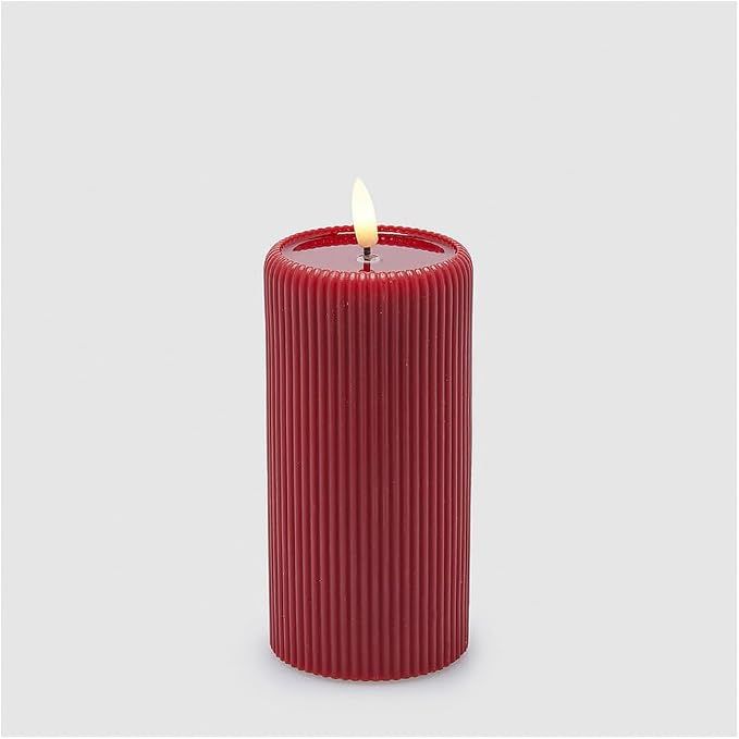 Candela moccolo di natale con luce led D7.5xH15 cm  ROSSO- Enzo de Gasperi