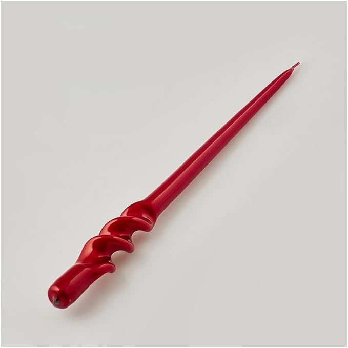 Candela twist lunga perlata da candelabro in cera H29 cm ROSSO - Enzo de Gasperi Candela twist lunga perlata da candelabro in cera H29 cm ROSSO - Enzo de Gasperi