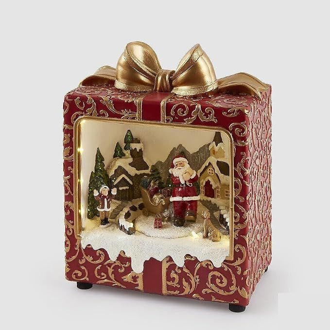 Giostra Carillon Pacco Regalo di Natale LED H 24 Cm L 20 Cm L 12 Cm Musica, Movimento e LED Red Gold - Enzo de Gasperi Giostra Carillon Pacco Regalo di Natale LED H 24 Cm L 20 Cm L 12 Cm Musica, Movimento e LED Red Gold - Enzo de Gasperi