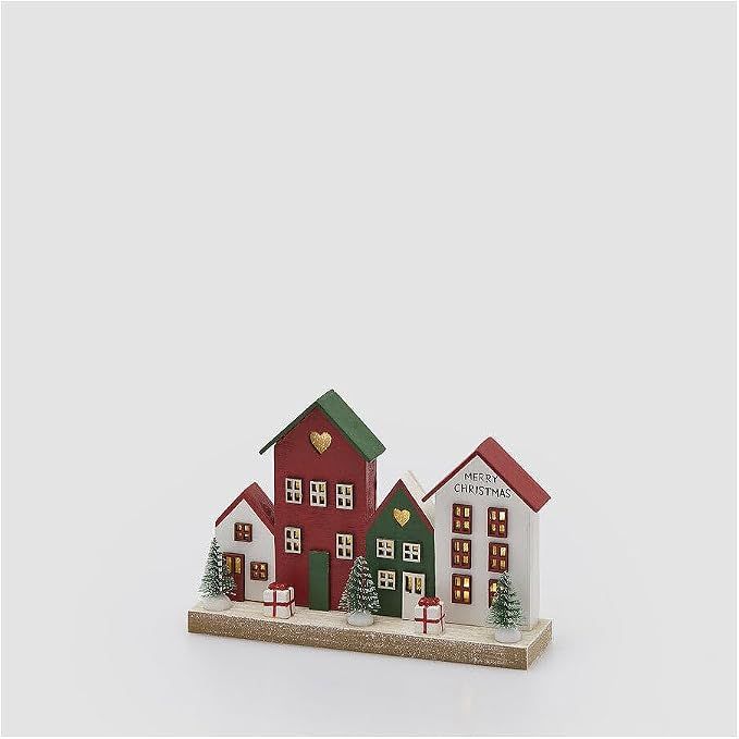 paesaggio casette decoro con LED in legno 19,5x4,5xH12 cm - Enzo de Gasperi paesaggio casette decoro con LED in legno 19,5x4,5xH12 cm - Enzo de Gasperi