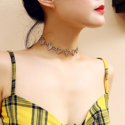 Choker Necklace Heart Jewelry Chain Statement