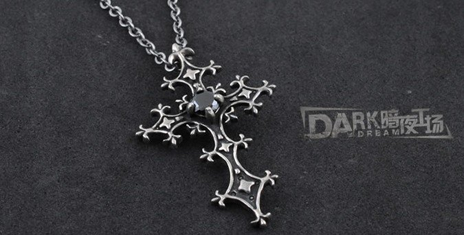 Black Cross Pendant Necklace