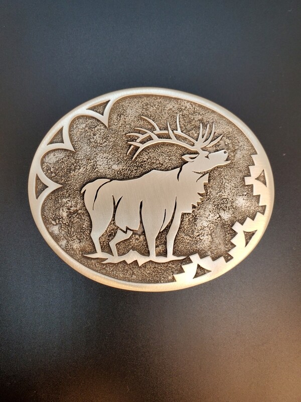 Sterling silver "Overlay"  ELK BUCKLE
