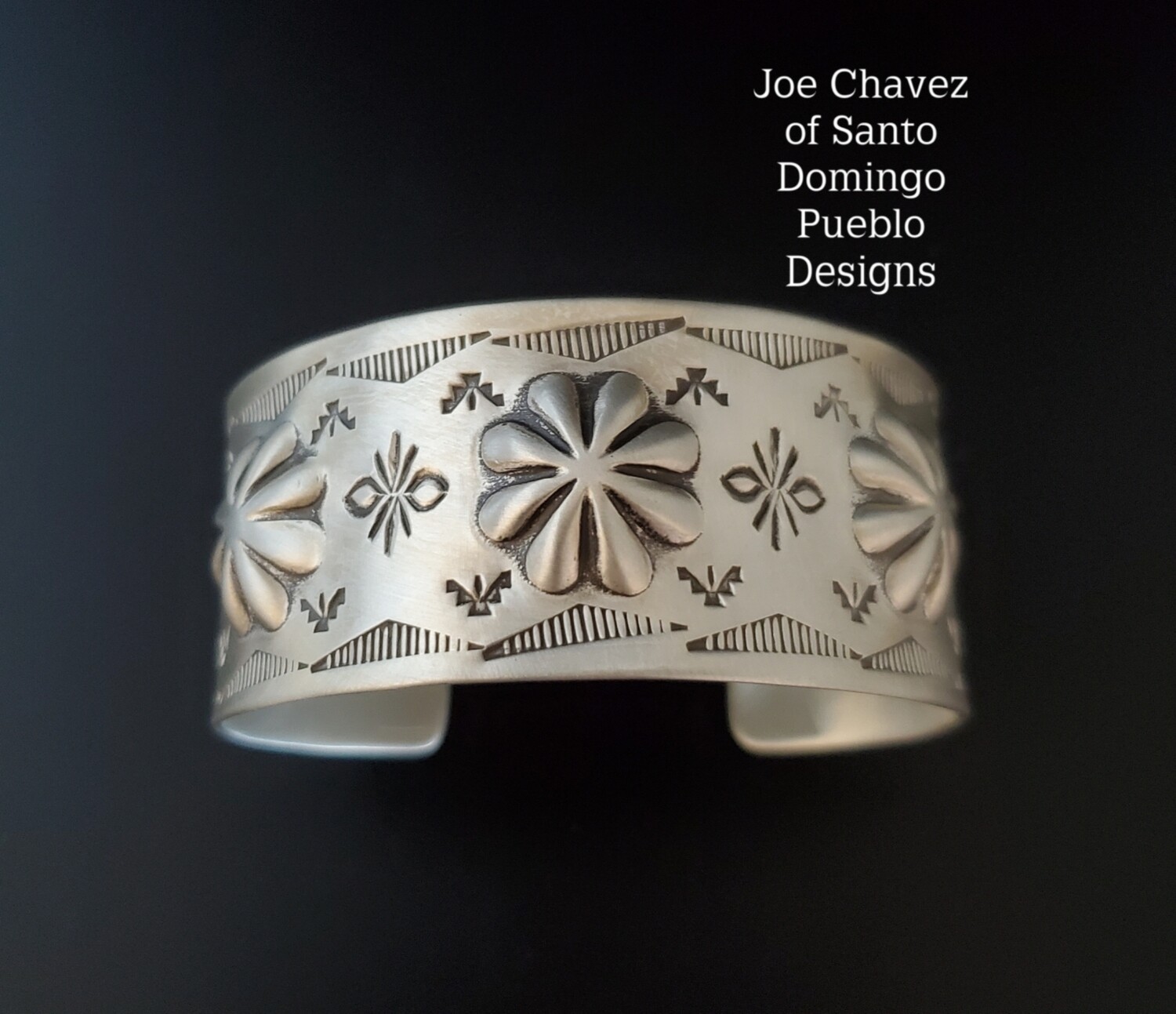 Sterling silver REPOUSSE stamped cuff