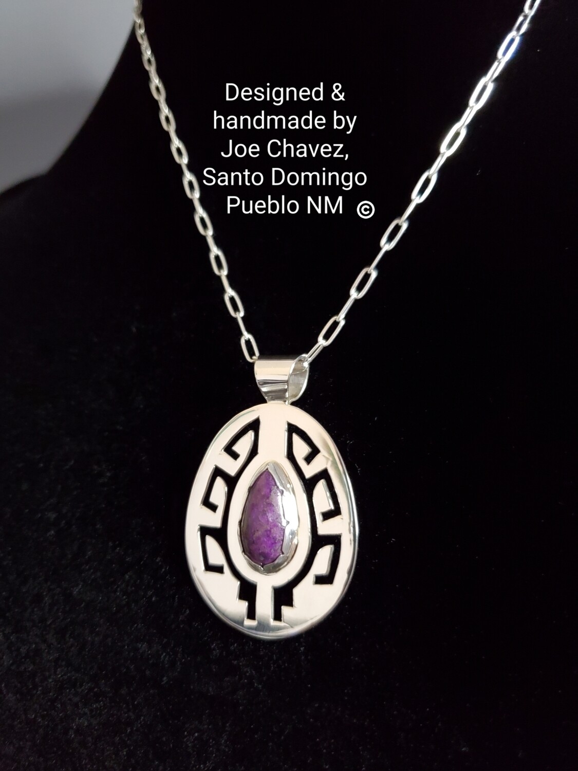 Sterling silver pendant with natural Sugilite stone