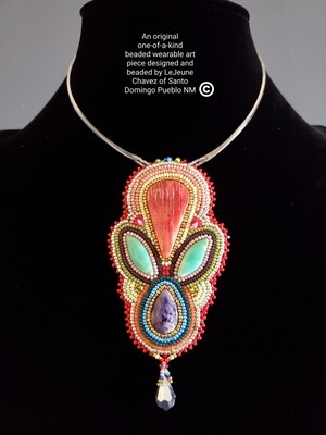 Contemporary innovative Beaded pendent on silver wire