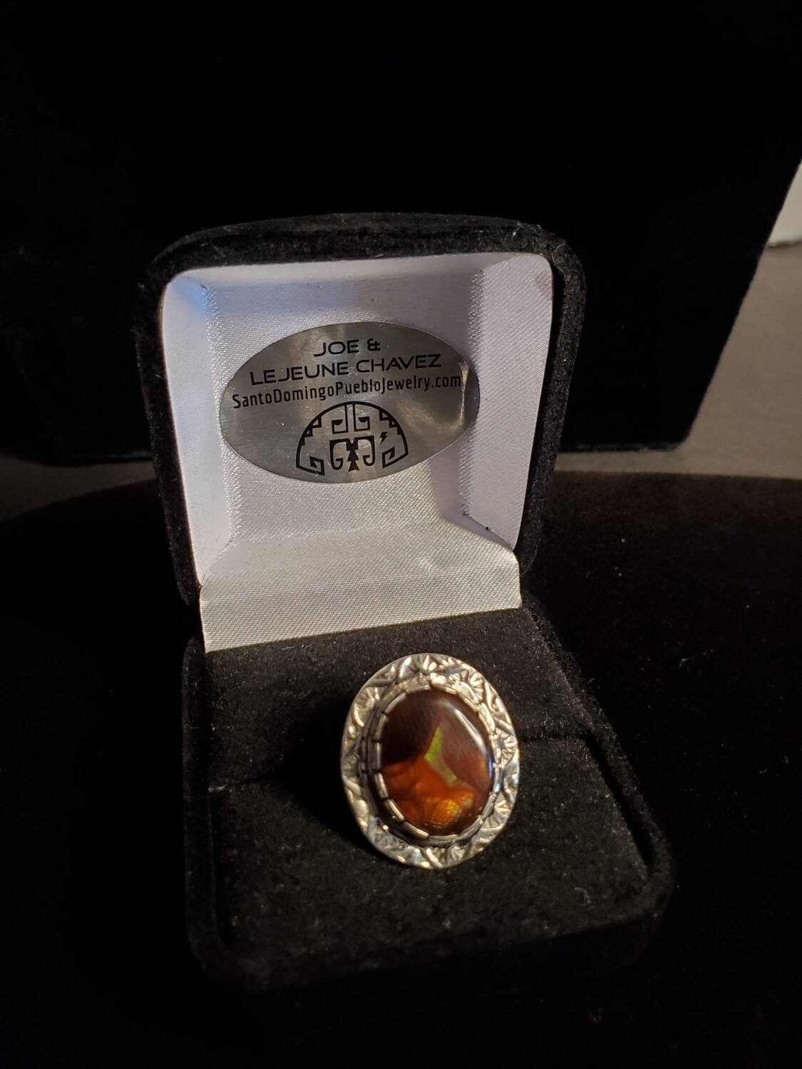 Adjustable ring with Natural fire agate stone