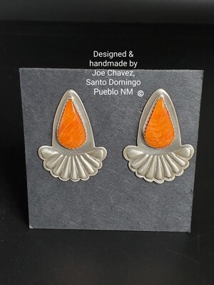 Sterling silver REPOUSSE earrings with natural spiney oyster shell