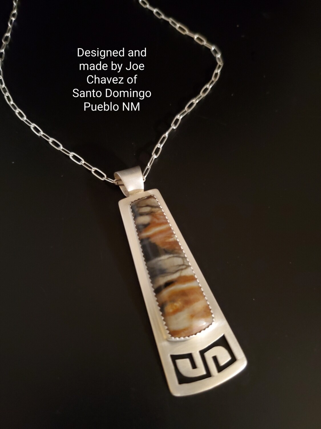 Sterling silver pendant with natural PICASSO MARBLE stone 