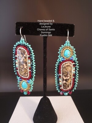 Beaded earrings with natural stones