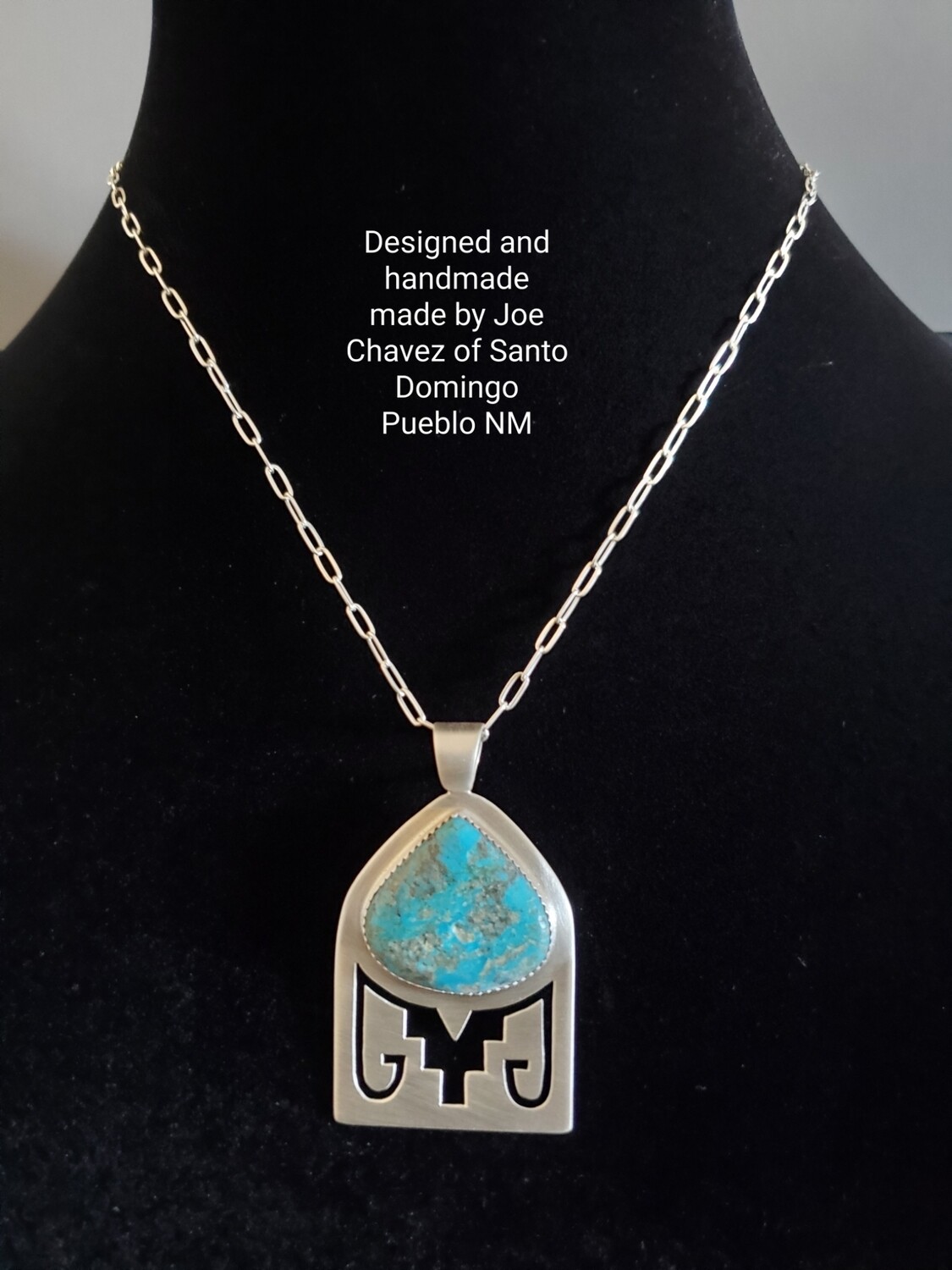 Sterling silver pendent with Kingman turquoise stone 