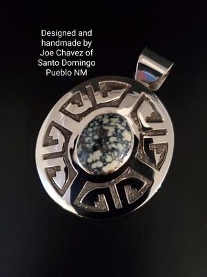 Sterling silver "Overlay" pendant with natural New Lander turquoise stone