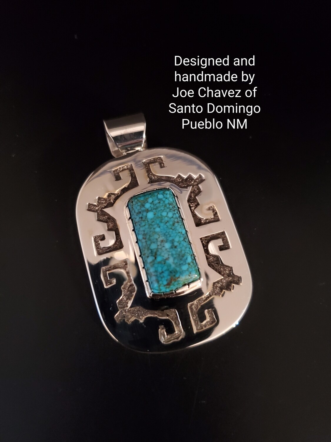 Sterling silver Overlay pendant with polychrome spiderweb Kingman turquoise stone