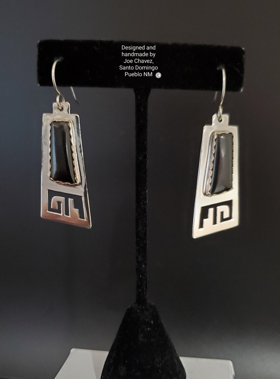 Sterling silver earrings with natural black jet stone