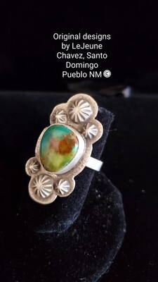 Sterling silver adjustable ring with turquoise stone
