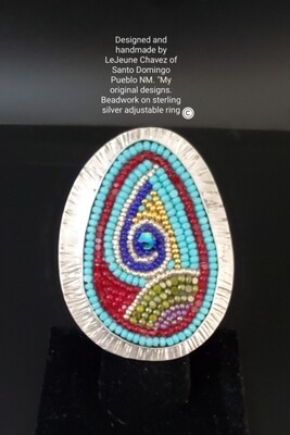 "My signature piece" Beadwork on Silver adjustable ring "My signature piece" Beadwork on Silver adjustable ring