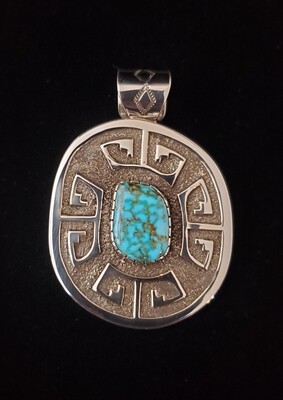 "Overlay" pendant with high-quality Kingman turquoise