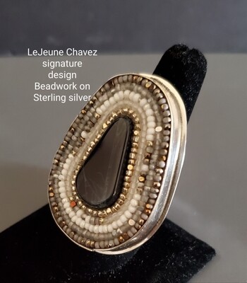 Sterling silver adjustable "Beadwork on Silver ring Sterling silver adjustable "Beadwork on Silver ring