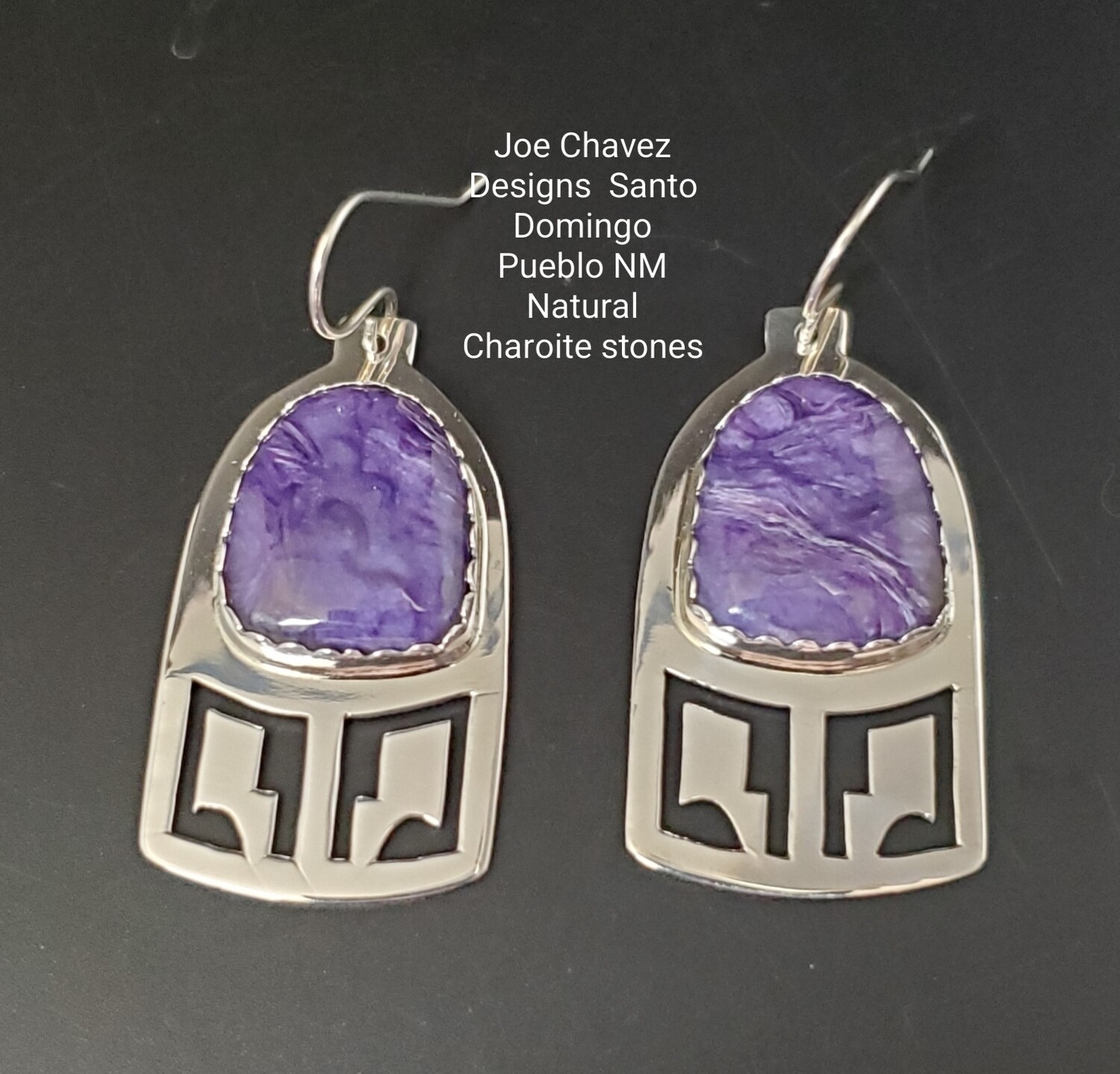 Sterling silver earrings with Natural Charoite stone