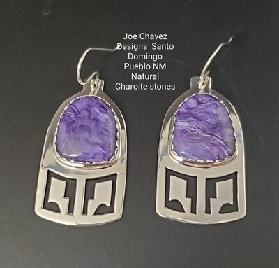 Sterling silver earrings with Natural Charoite stone