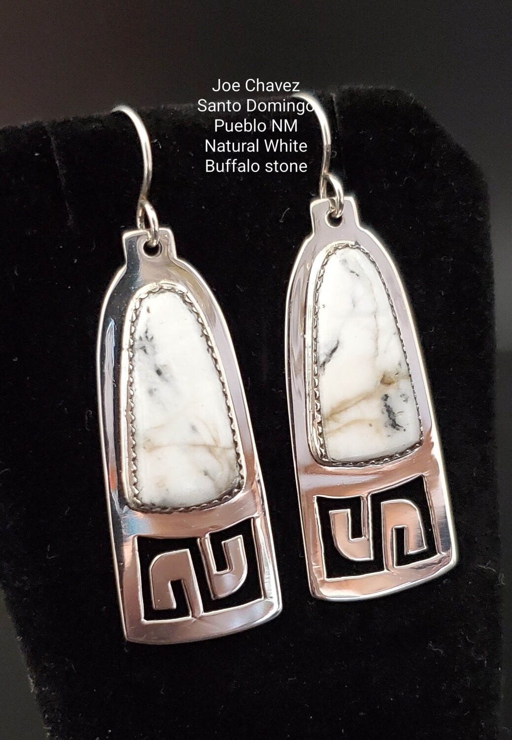 Sterling silver earrings with natural White Buffalo stone