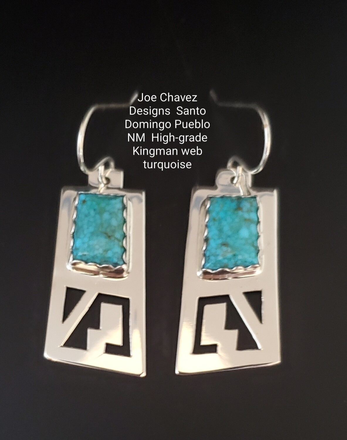 Sterling silver earrings with High-grade Kingman web turquoise