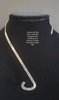 Sterling silver neck piece with handstamped designs