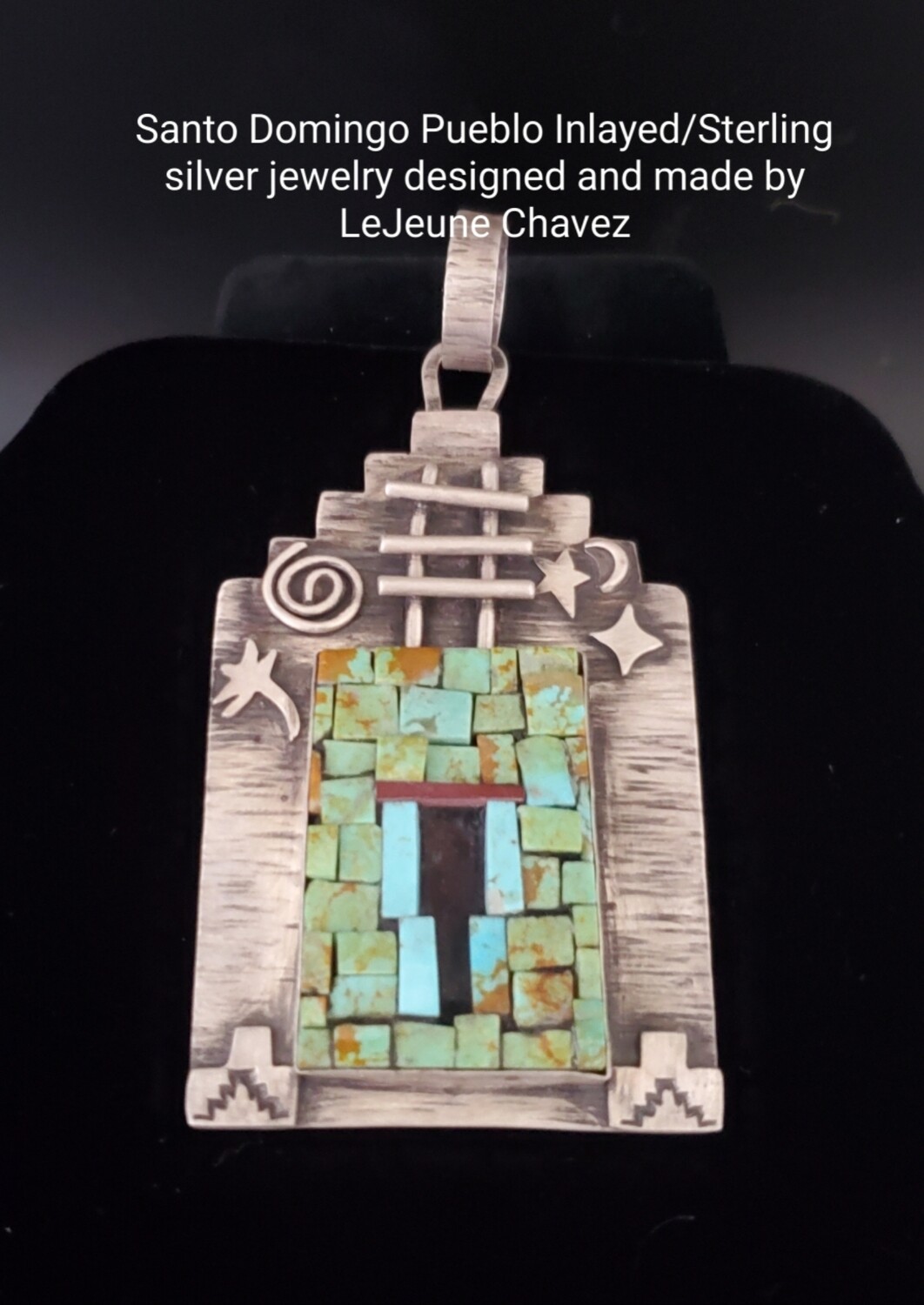 "Chaco" series" The T-door to chaco or Mesa Verde" Inlayed Pendant