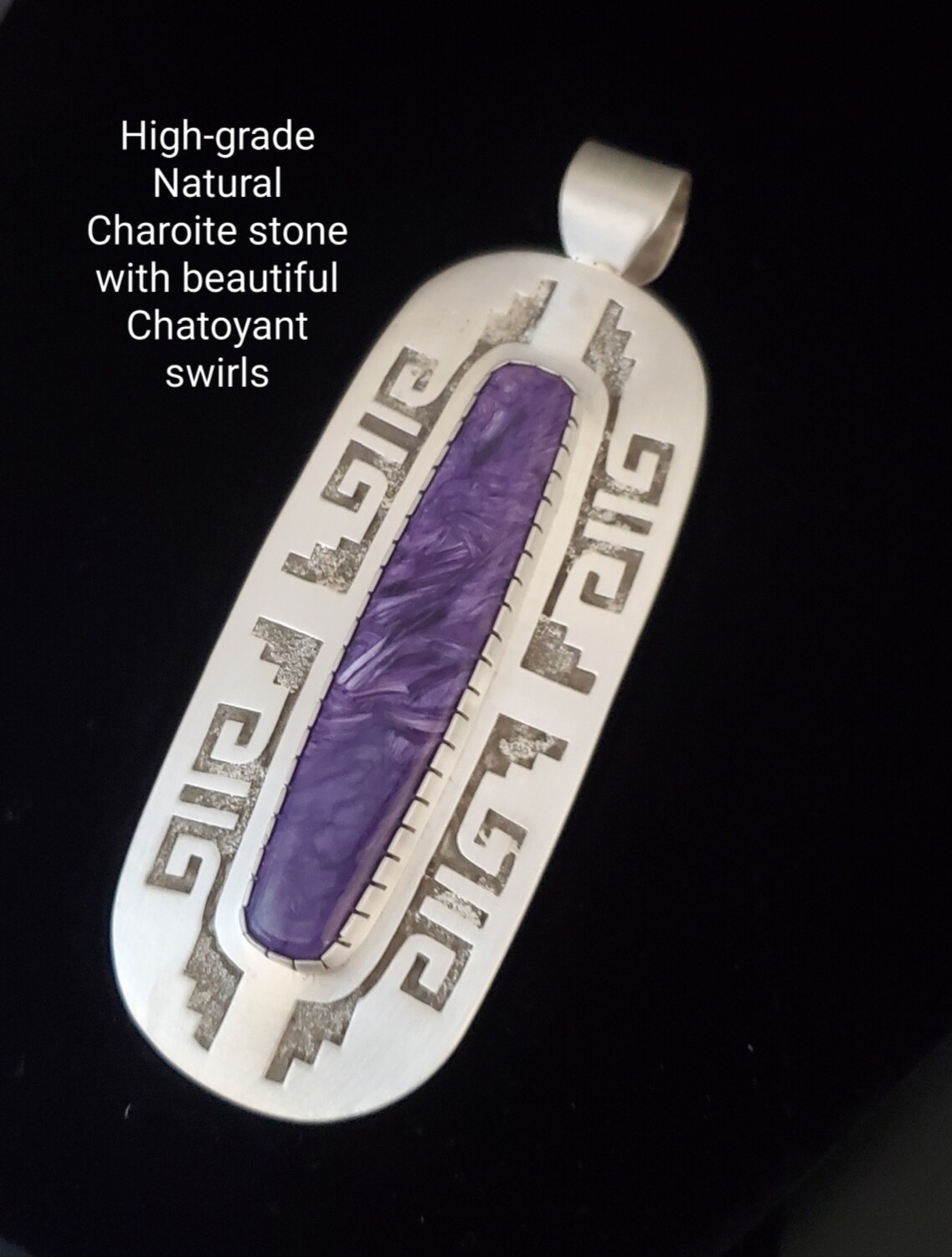 Sterling silver Overlay pendant with natural Charoite stone