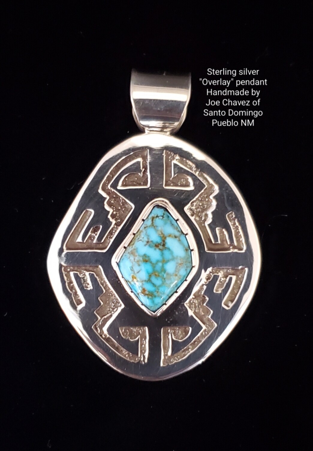 Sterling silver Overlay pendant with High-grade Kingman Web Turquoise stone