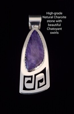 Sterling silver pendant with High-grade Charoite stone