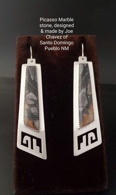 Sterling silver earrings with natural PICASSO MARBLE stone