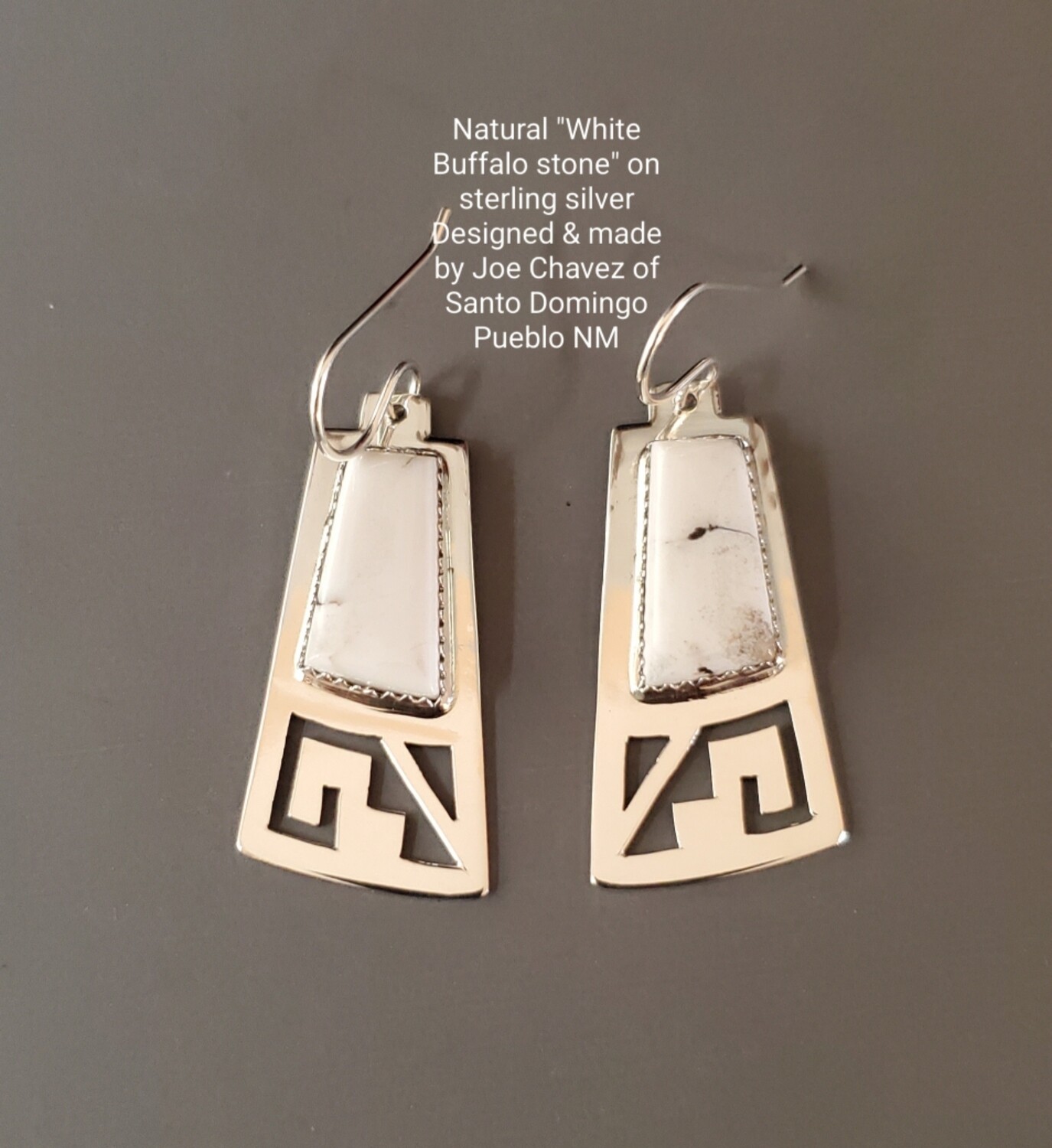 Sterling silver earrings with natural White Buffalo stone