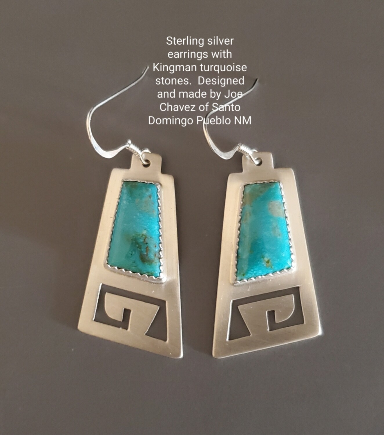 Sterling silver earrings with Kingman turquoise stone
