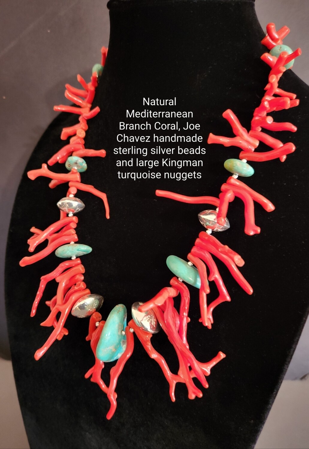 Mediterranean Branch Coral with handmade sterling silver beads