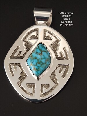 Sterling silver Overlay pendant with High-grade Ithaca Peak turquoise stone 