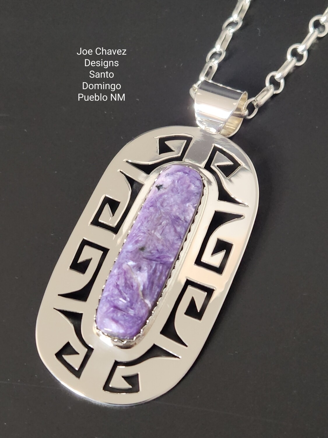 Sterling silver pendant with high-quality Charoite stone