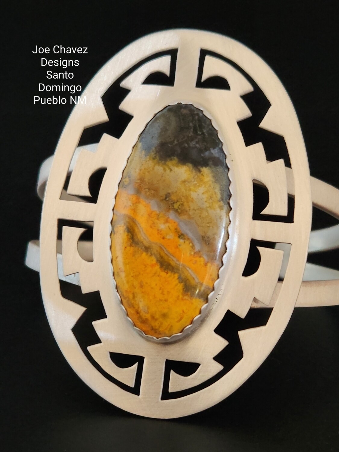 Sterling silver bracelet with natural Bumblebee Jasper stone