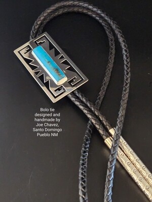 Sterling silver Bolo Tie with Kingman Turquoise 