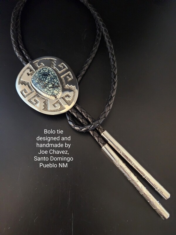 Sterling silver &quot;Overlay&quot; bolo with High-grade New Lander Turquoise 